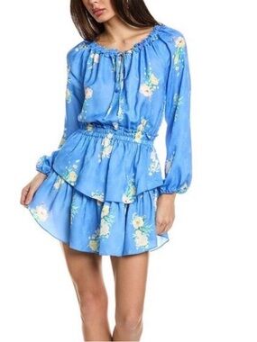 LoveShackFancy Light Blue Floral Slip with Pink Accents